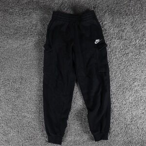 Nike Youth Large Cargo Jogger Sweatpants Black Embroidered Swoosh Kids Pants